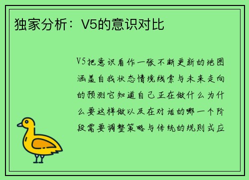 独家分析：V5的意识对比